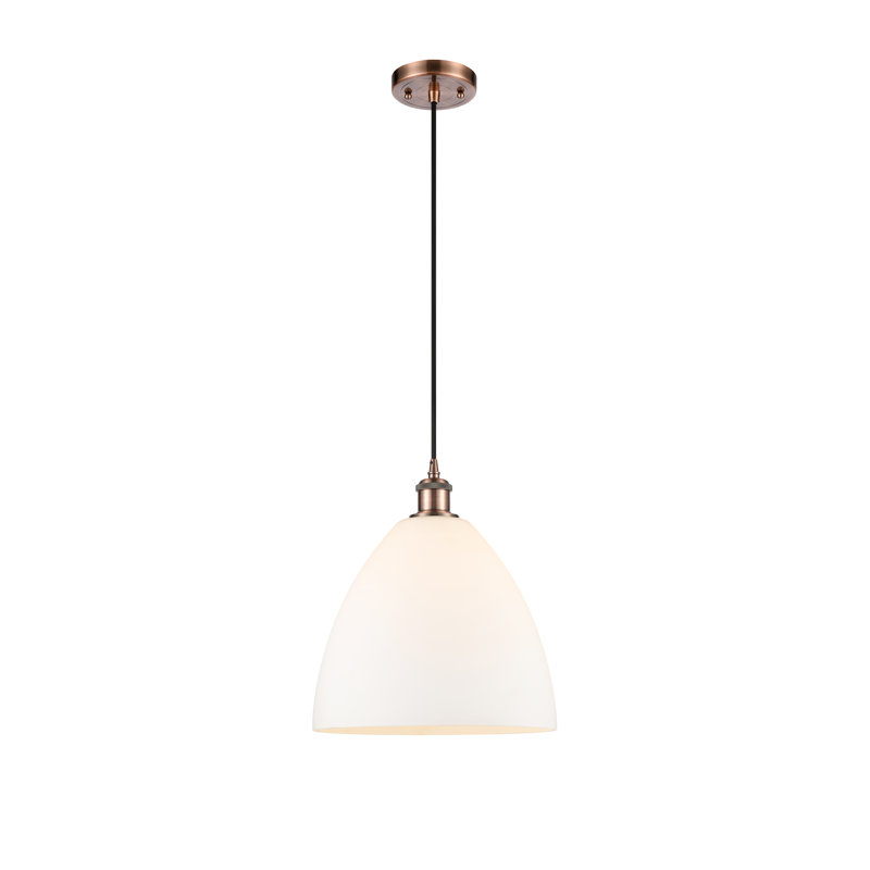 Haruka 1 - Light Single Pendant, 14.75" H x 12" W x 12" D, White, Antique Copper