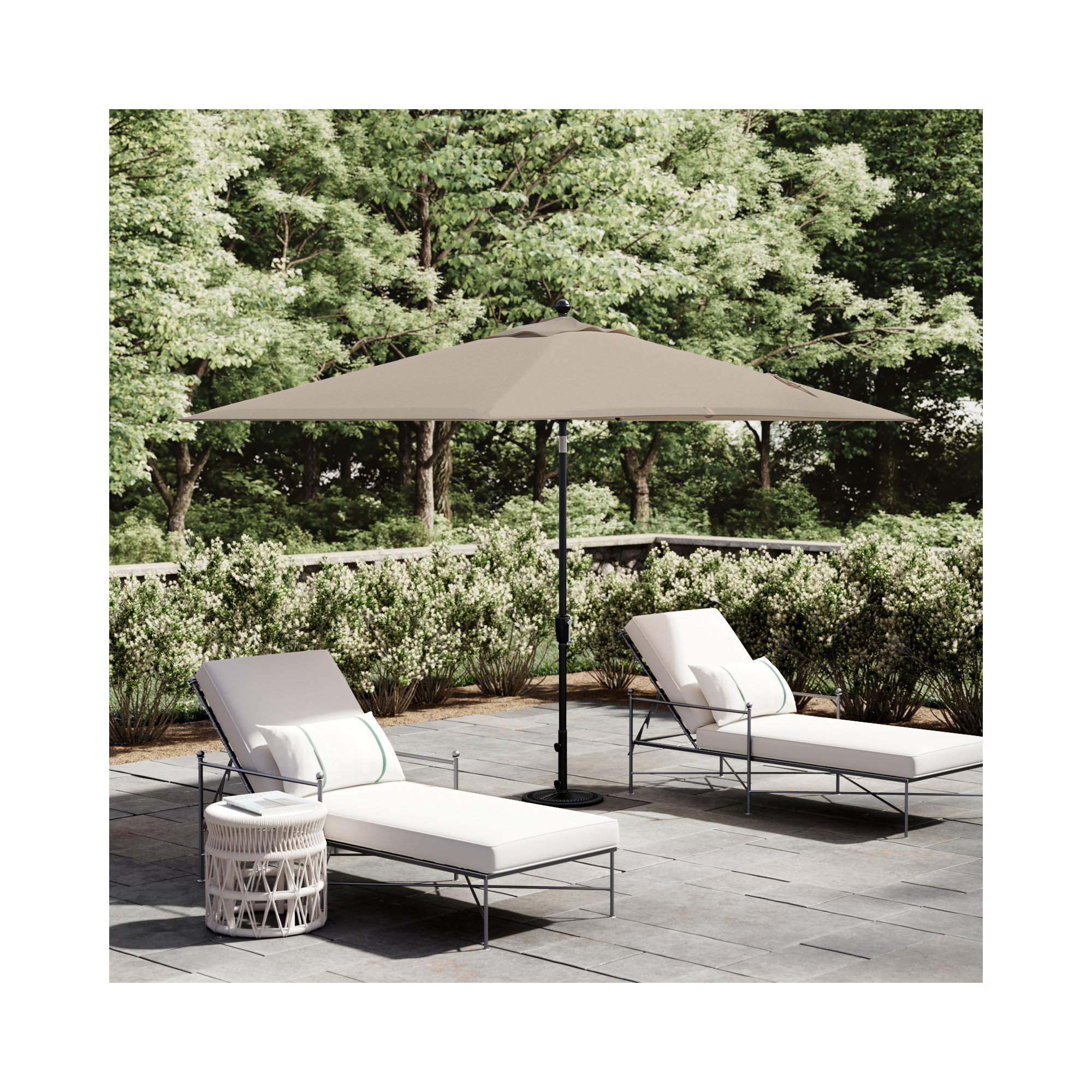 Launceston 78'' Outdoor Umbrella, Black, Antique Light Beige Solefin