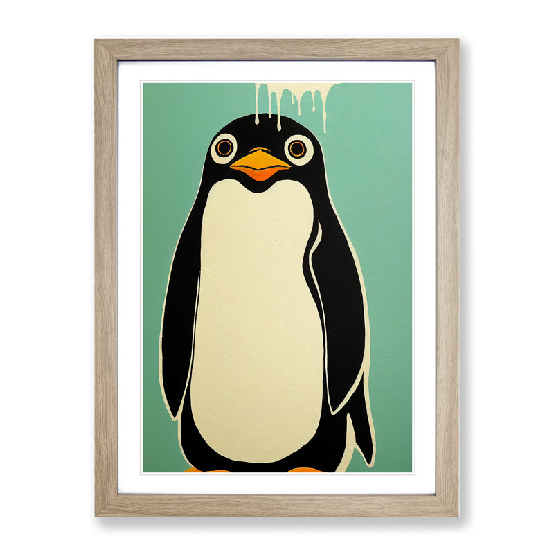 Little Penguin - Framed Print, 64cm H x 46cm W x 2cm D, Oak