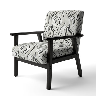 Élégance monochromatique noire et blanche à motif de zèbre - Fauteuil rembourré contemporain, fauteuil d'appoint abstrait moderne