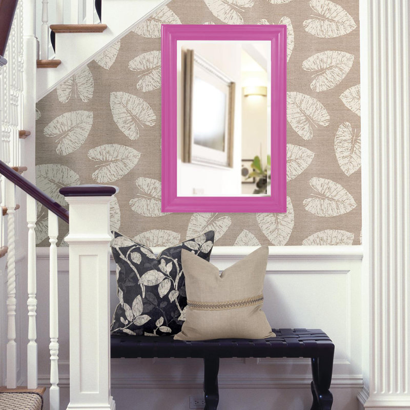 Cyrus Wood Rectangle Wall Mirror, Hot Pink