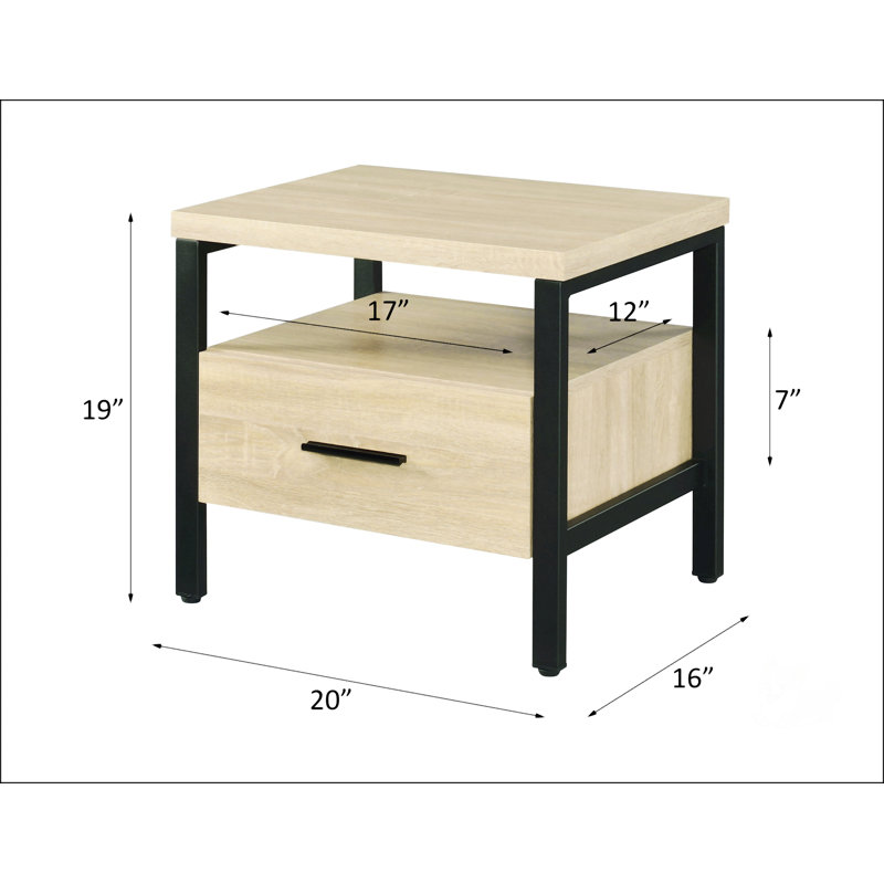 Table d'appoint en chêne et finition noire
