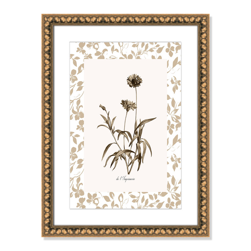 «Neutral Imperial I Print» par Kelly Donovan, 18'' W x 24'' H, Matted Print, Gold Leaf Beads