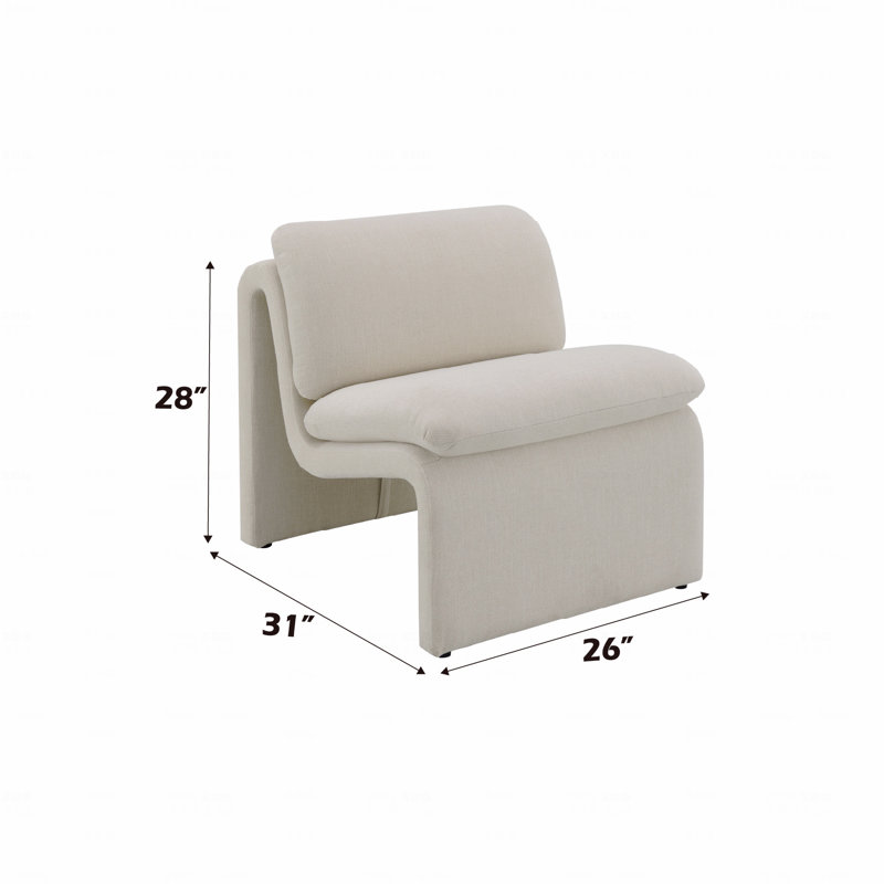 Chaise d'appoint en forme courbée, Beige