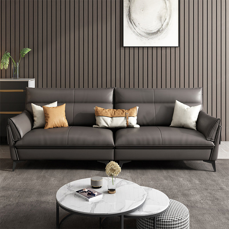 Causeuse-coussin modulable noire en cuir véritable, H 37,4 po x l 85,83 po x P 39,37 po
