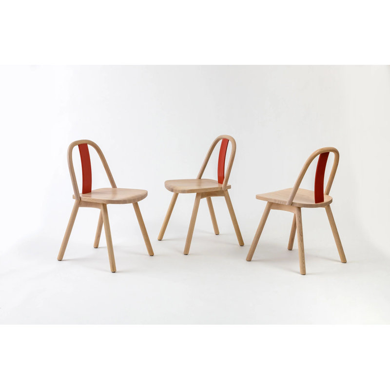 Chin-Chin Solid Wood Dining Chair, Chinese Red/Oak Nature