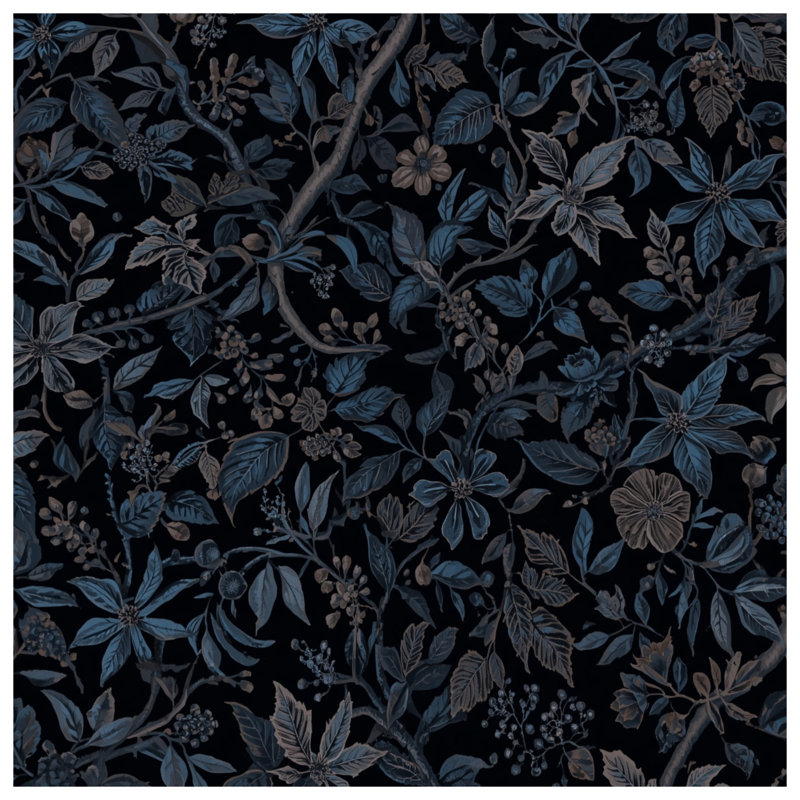Housses de couette à motif floral bleu foncé, Lit simple