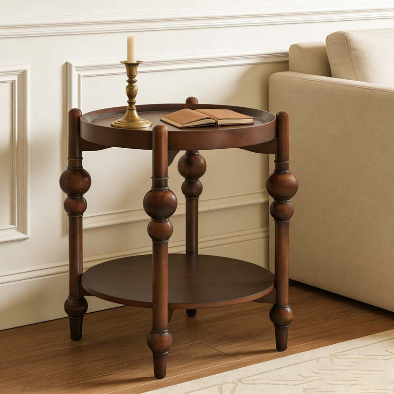 Solid Wood Round Side Table