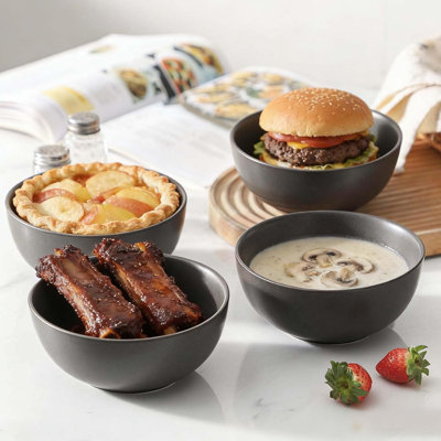 24 oz Cereal Bowls Set of 4, Ceramic Bowls Set for Kitchen, Dishwasher & Microwave Safe