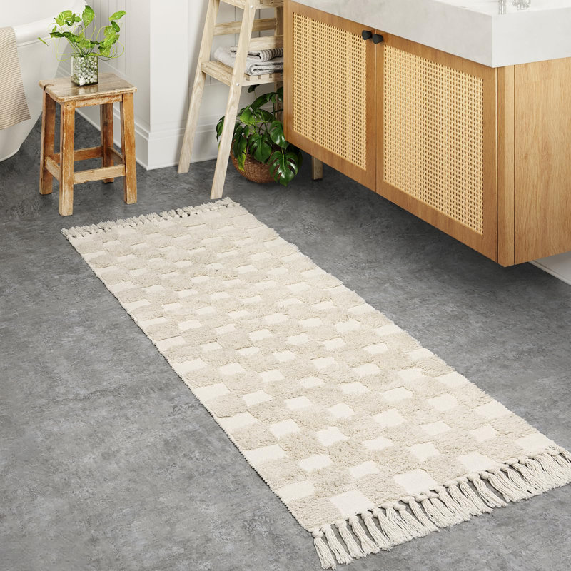 Tapis lavable à la main Keynieh damier parfait pour le salon, la chambre à coucher et la cuisine