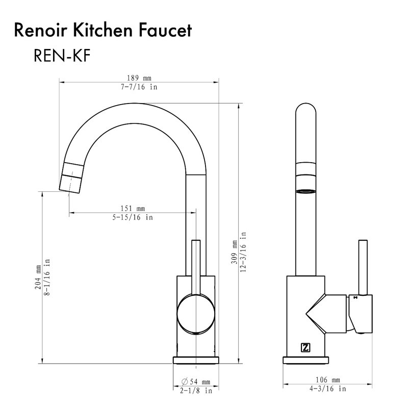 ZLINE Renoir Kitchen Faucet, Polished Gold