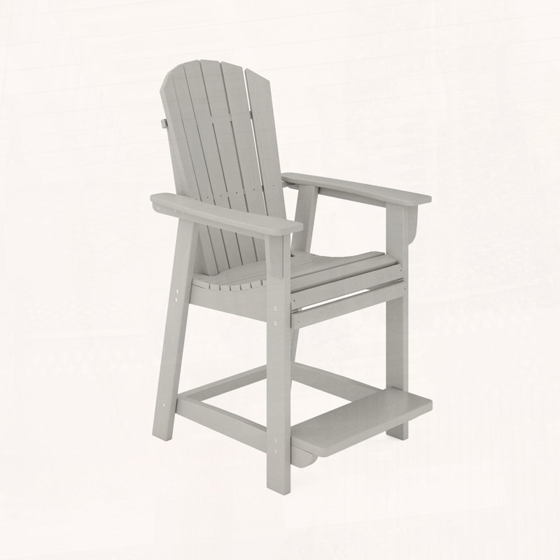 Chaise de comptoir en PEHD de style Adirondack au design ergonomique, Gris foncé