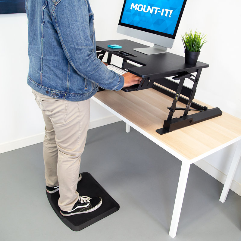 Mount-It! Active Essentials Ergonomic Office Bundle, Standing Desk Converter & Soft Mat
