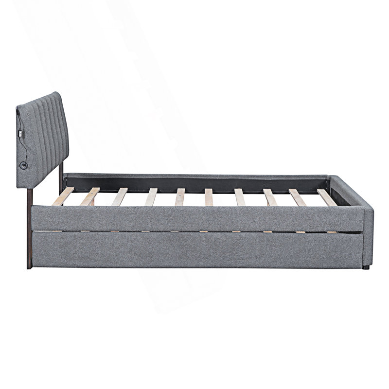 Lit plateforme double avec lit gigogne