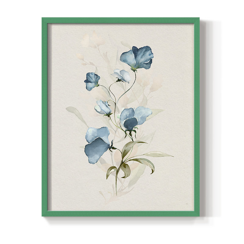 Sweet Pea I, reproduction encadrée - bois massif, H 15 po x l 12 po, Vert