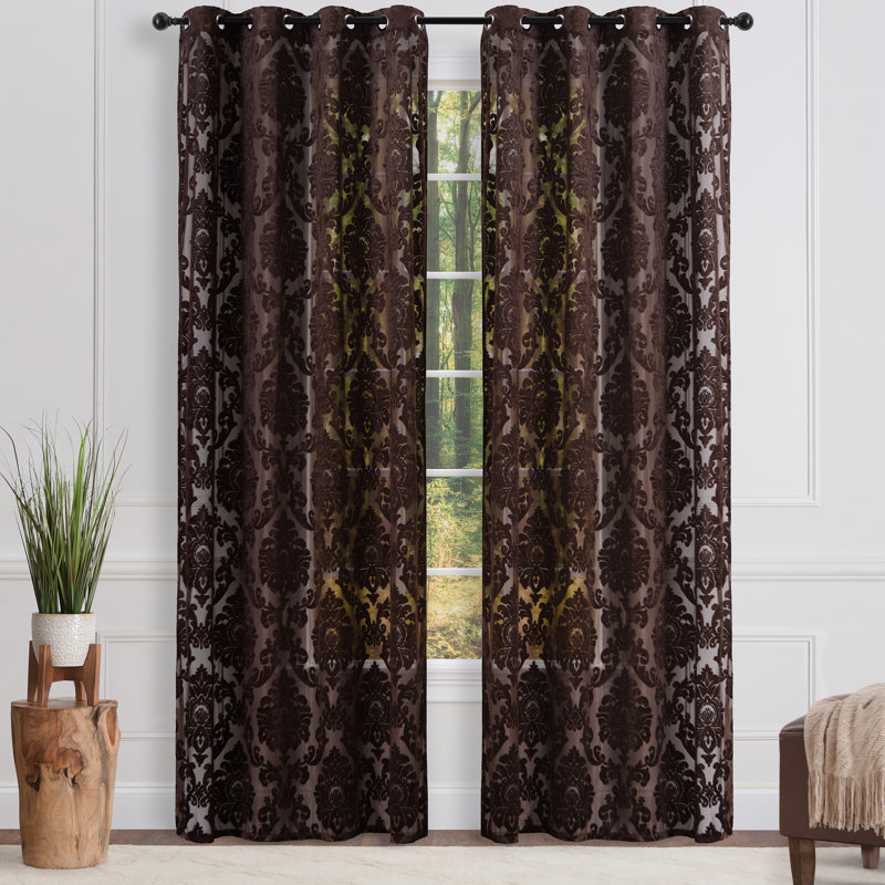 Ensemble de rideaux semi-transparents avec œillets Branca, L 52 po x L 108 po, Moka