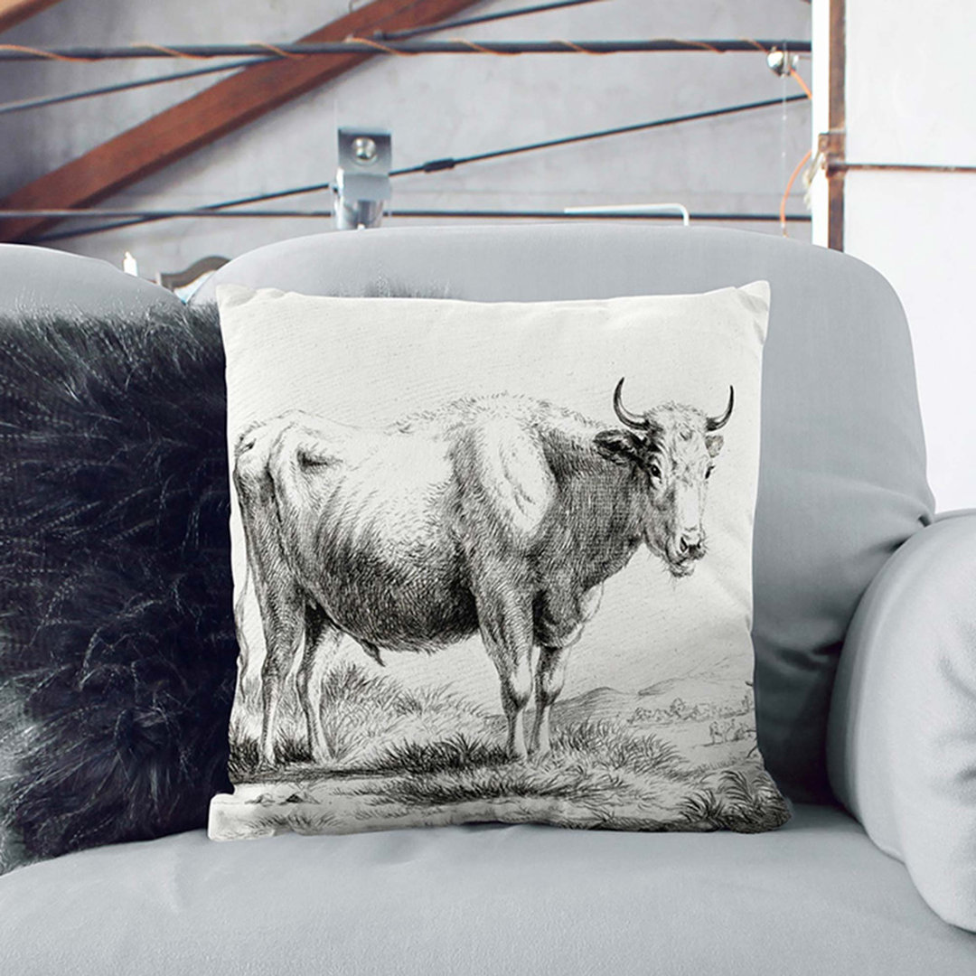 Curious Cow by Jean Bernard Cushion with Filling