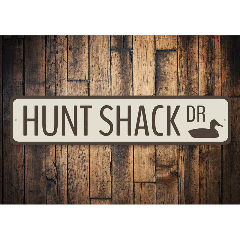 Plaque en aluminium Hunt Shack Drive, H 6 po x l 24 po x P 0,063 po