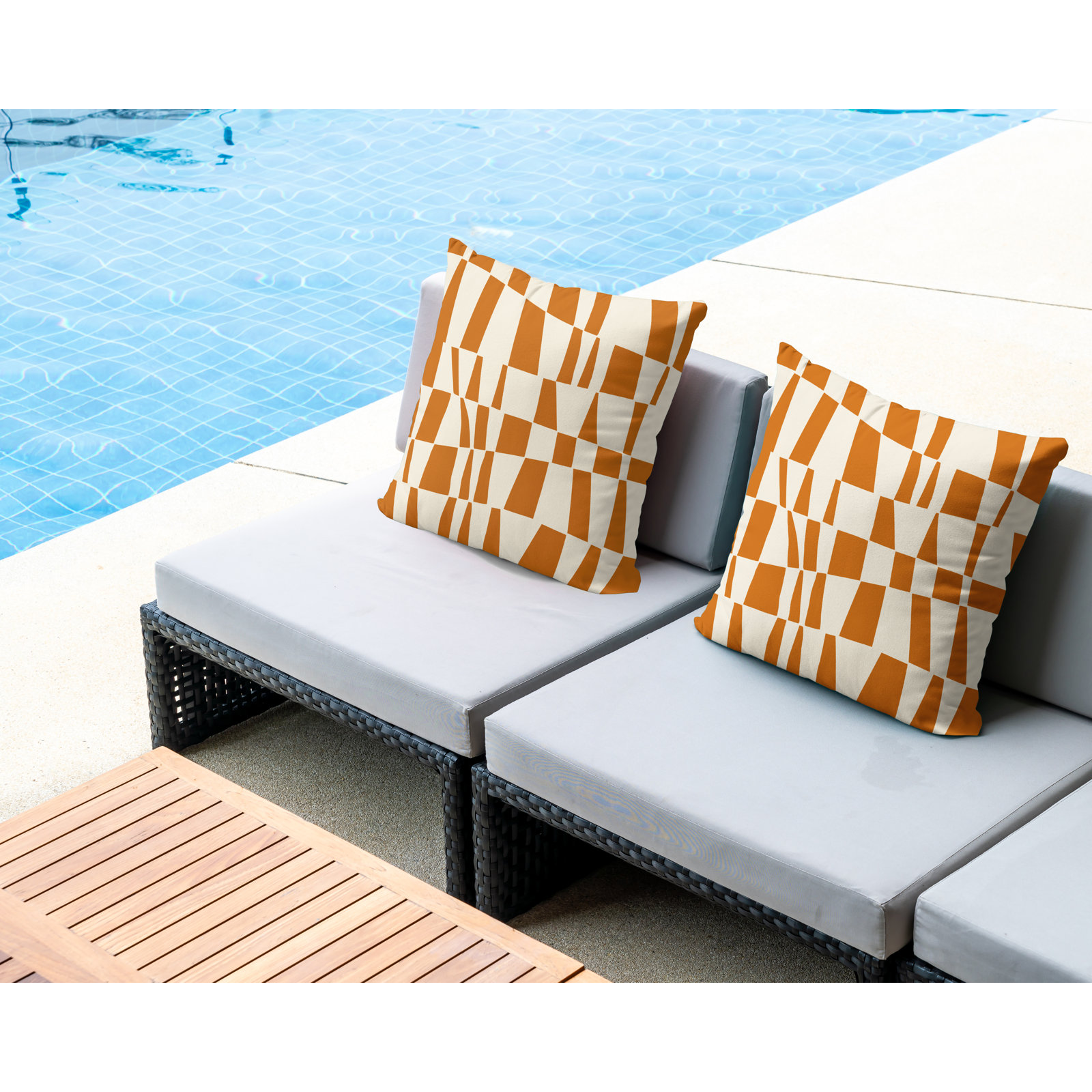 Polyester Throw Square Indoor/Outdoor Pillow Cover & Insert, 15W" x 15H", Orange