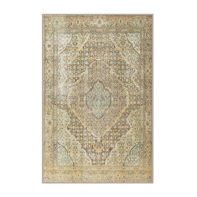 Tapis beige/vert traditionnel Juillac