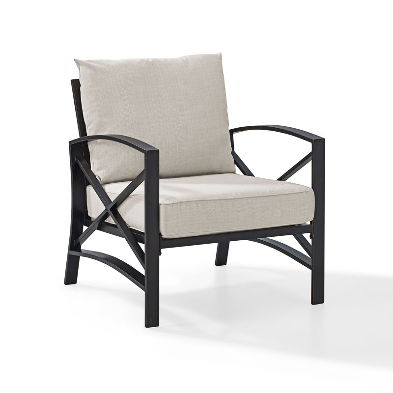 Chaise de patio avec coussins Mosier, Avoine, Bronze huilé