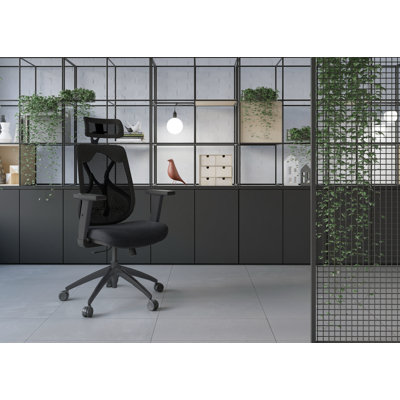 Symple Stuff Twill Mesh Executive Chair with Headrest
