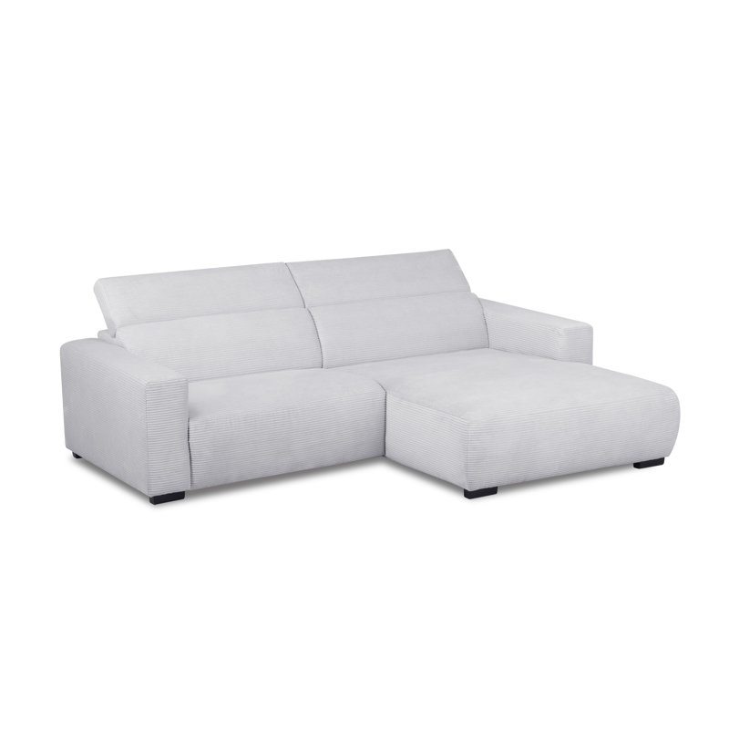 Almontiser Cozzy Reclining Corner Sofa in Curdouy Velvet Fabric, Right Hand Facing, Light Grey