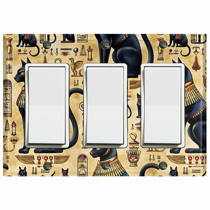 Couvercle de plaque d'interrupteur en métal; Fauteuil à bascule GFI - Hiéroglyphes égyptiens 3 tailles US standard