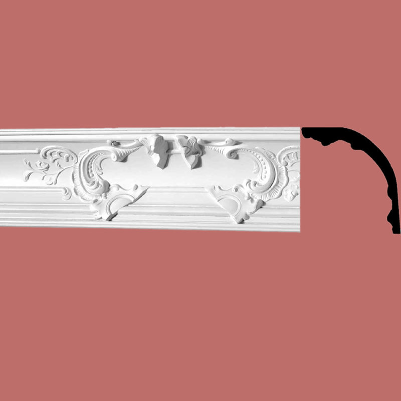 Ornate White Primed Urethane Crown Molding 9.63'' H