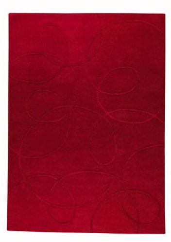 Tapis décoratif rouge abstrait fait à la main Holahan