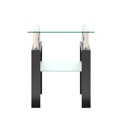 Tempered Glass Tea Table With Metal Legs