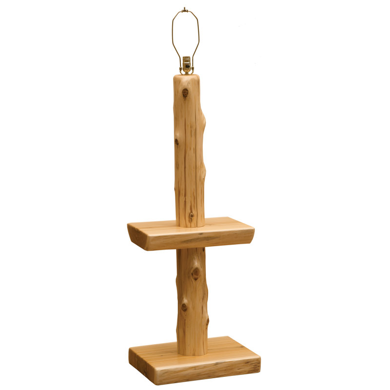 Fireside Lodge Cedar Log Floor Lamp without Lamp Shade - with Shelf - Natural, Traditional