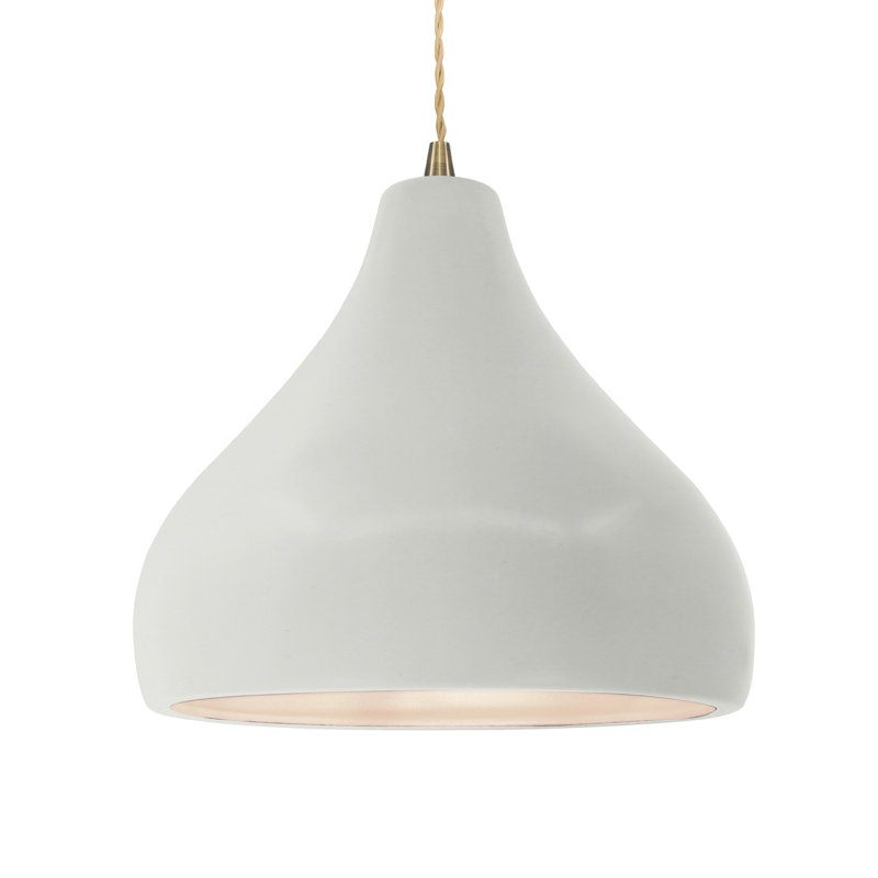 Luminaire suspendu à 1 lumière Meydan, Blanc mat, Laiton antique, H 9,5 po x l 13,5 po x P 13,5 po