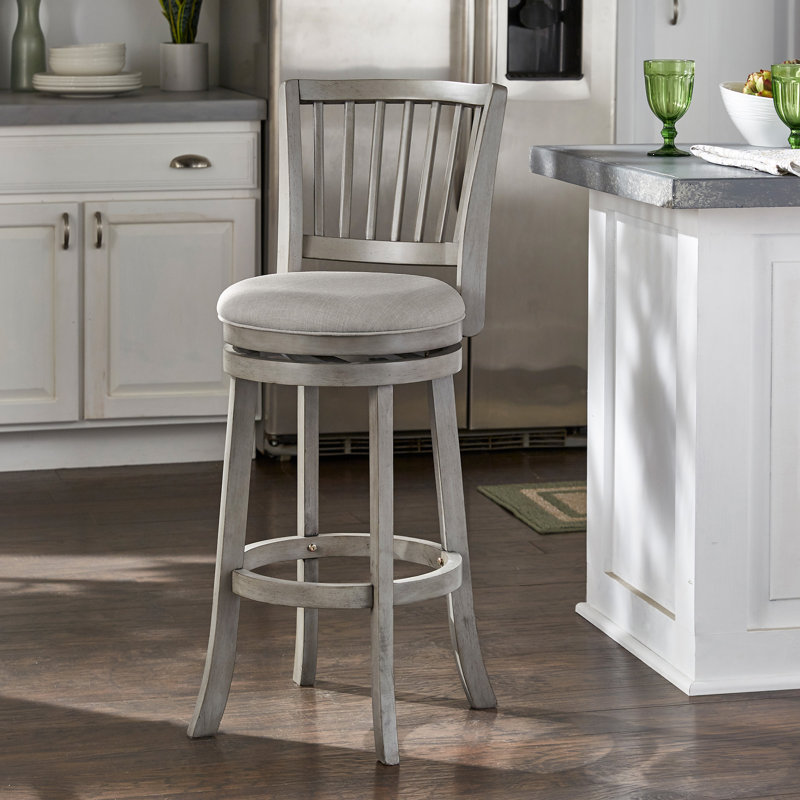 Tabouret de bar et de comptoir pivotant Jovie, Gris antique, Tabouret de bar (siège d'une hauteur de 29,96 po), Lin gris
