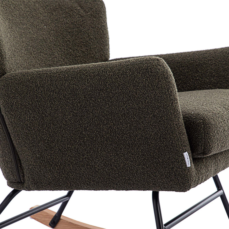 Solid wood +metal Rocking Chair, Emerald Polyester