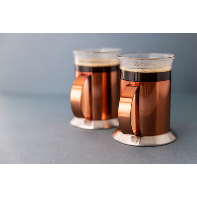 La Cafetière Set of 2 Copper-Effect Stainless Steel Coffee Cups