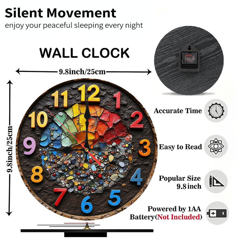 Horloge murale mosaïque en pierre