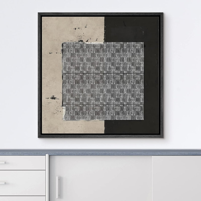 Motif de blocs géométriques gris sur toile, H 24 po x l 24 po, Toile noire