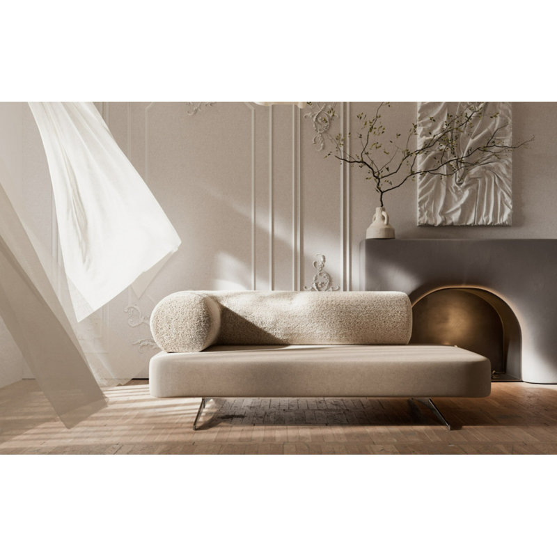 Carmel 2 Seater Velvet Sofa, 67cm H x 180cm W x 80cm D, Cream