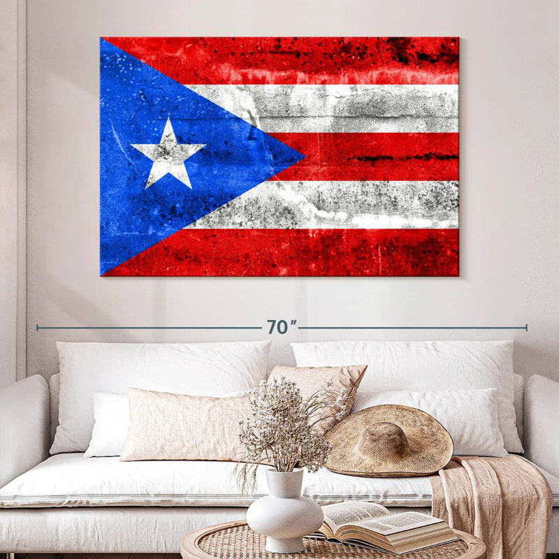 Drapeau grunge de Porto Rico, H 34 po x l 51 po