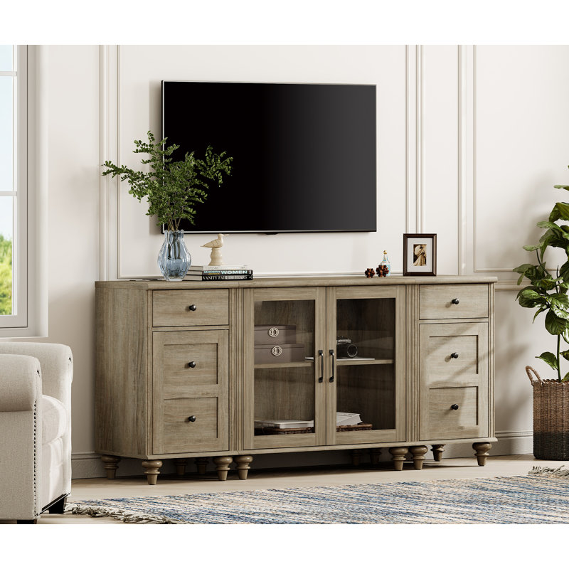 Nayani Unfinished TV Stand for TVs up to 75", Wash Gray/Wash Gray