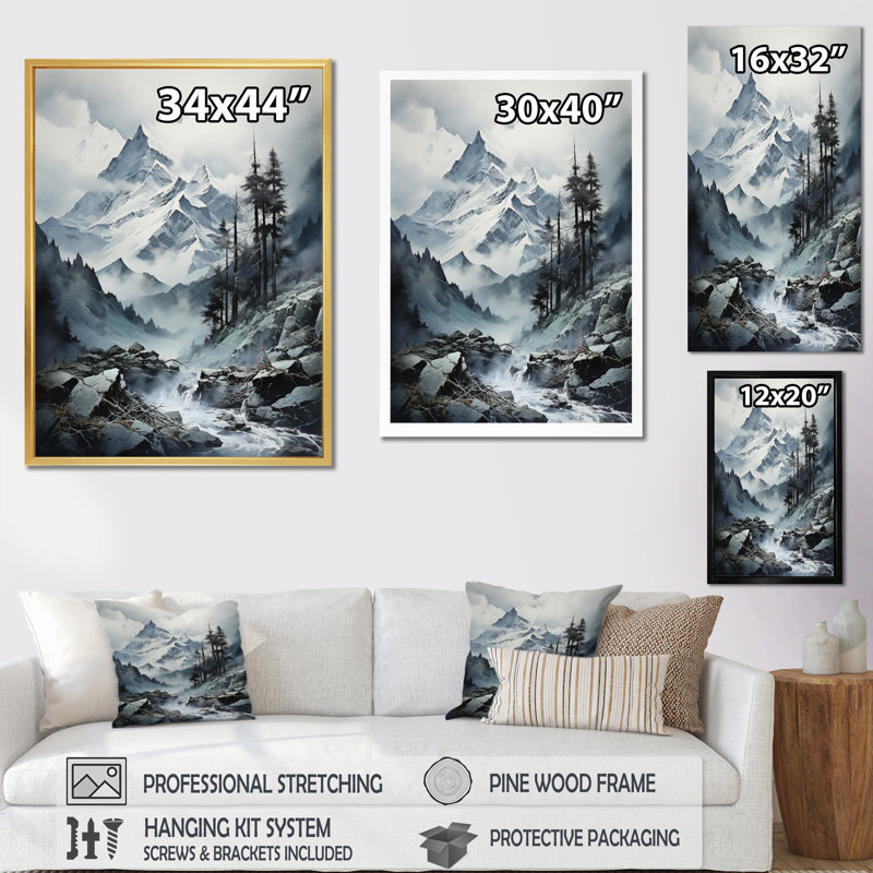 Batichon Canada, majestueux pics sur toile, Cadre photo noir, H 32 po x l 16 po x P 1 po