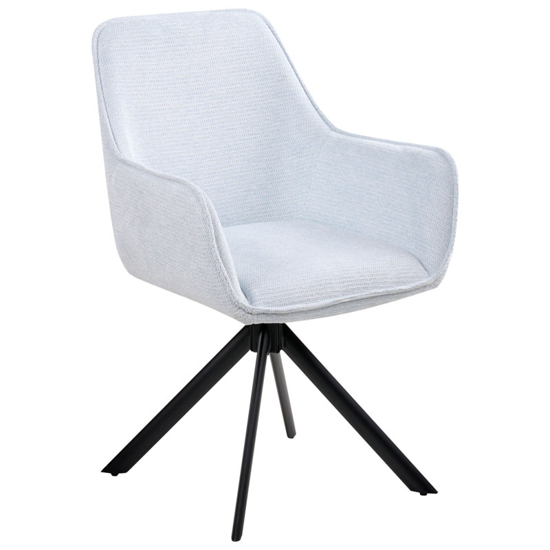 47cm H Polyester Upholstered Metal Upholstered Back Side Chair, Blue