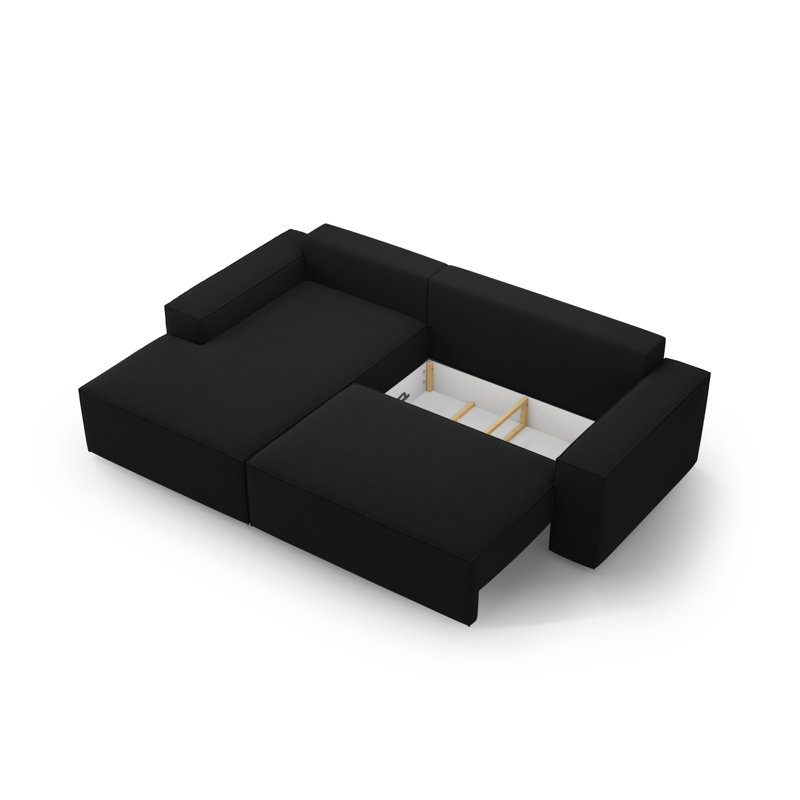 Alisbha 3 Seater Sofa Bed, Left-Hand Facing, Black