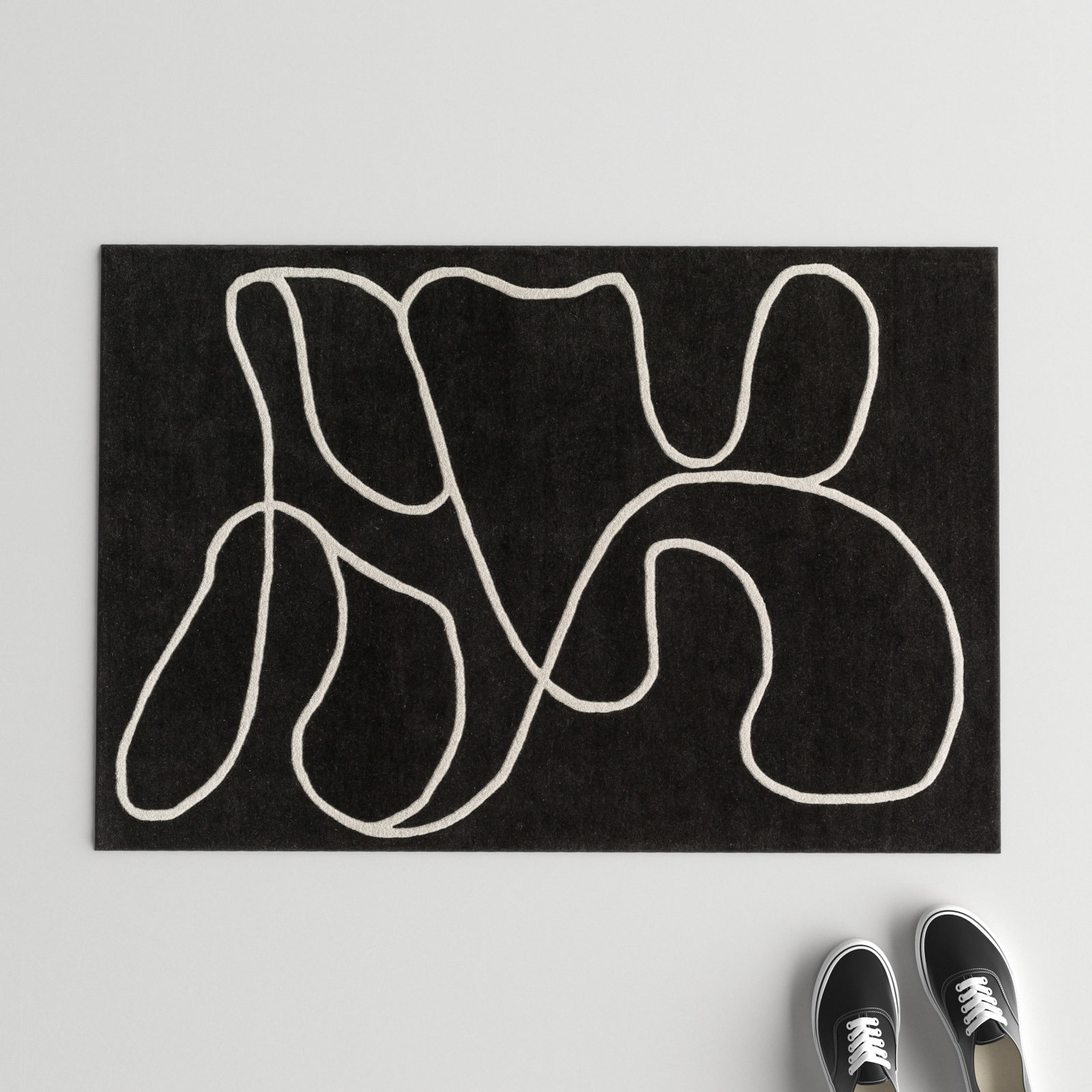 Jason Wu Meander Black Rug, Rectangle 2' x 3'