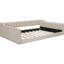 Lit de jour double TG en velours beige avec rangement latéral - moderne et chic pour la chambre à coucher, le salon sans sommier, assemblage facile, pièce pratique et élégante, ressorts de chambre à coucher, instructions simples