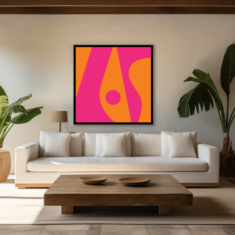 Good Black Art | Magenta Orange Wall Art by Holly McWhorter | Limited Edition | Solid Wood Frame, 48" H x 48" W, Black