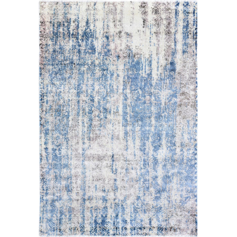 Tapis abstrait bleu / gris Contrada, Rond 7 pi