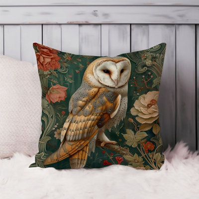 Animals William Morris Owl Pattern VII Cottage Throw Pillow Cover