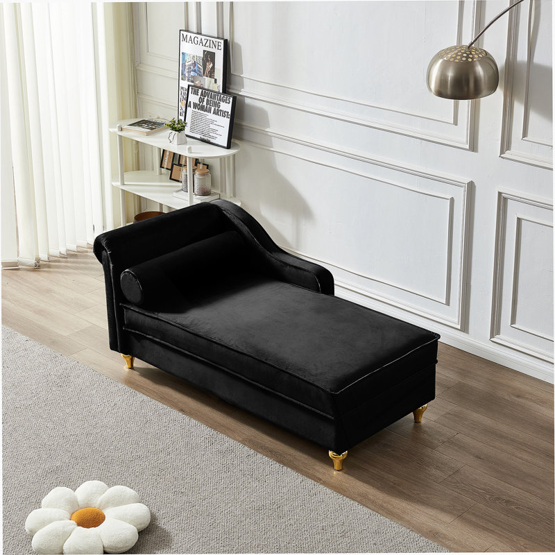 Chaise longue moderne avec revêtement en velours (noir)